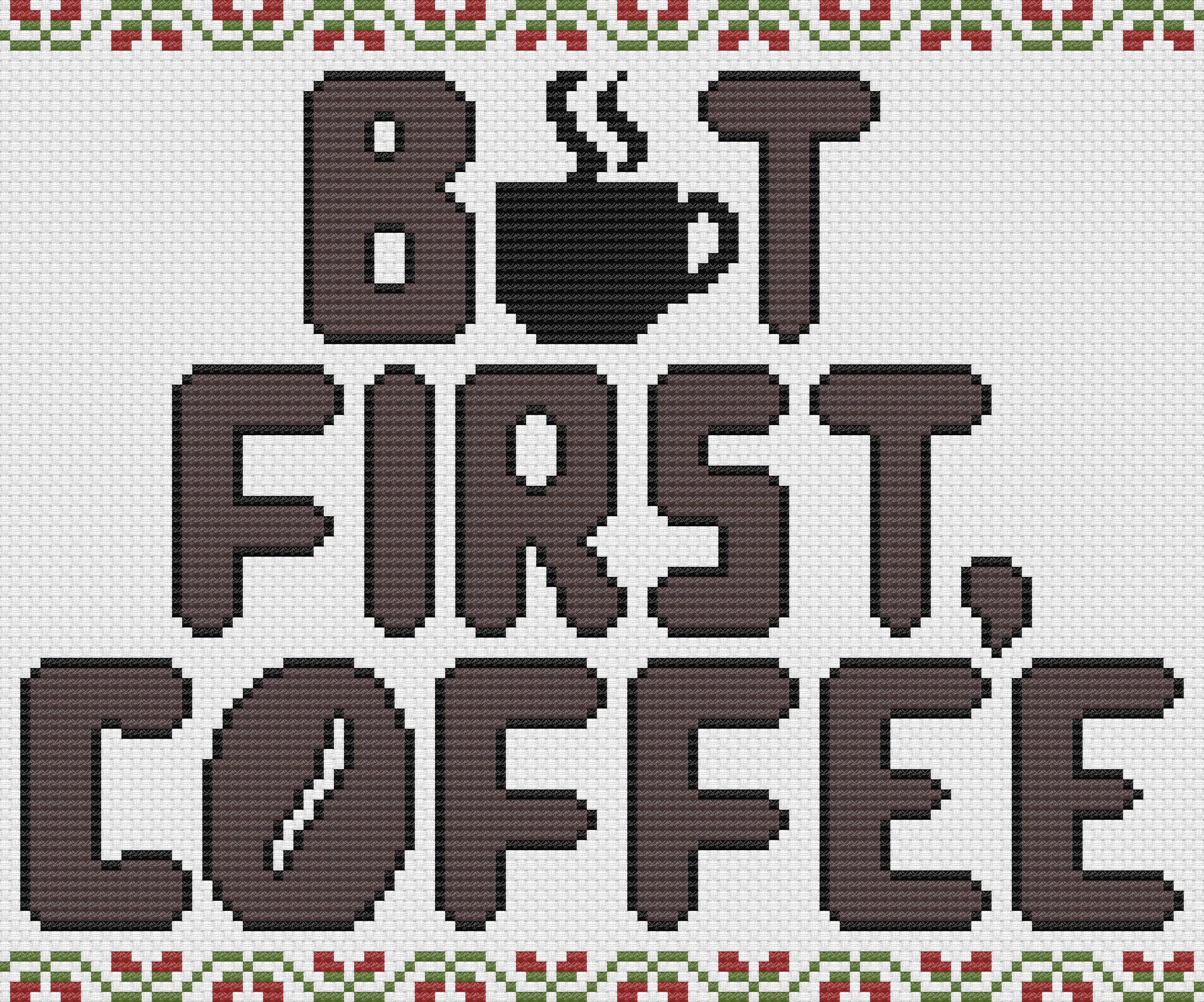 But First, Coffee - Fun Kitchen Decor - Cross Stitch Pattern - PDF Download - DIY Decor