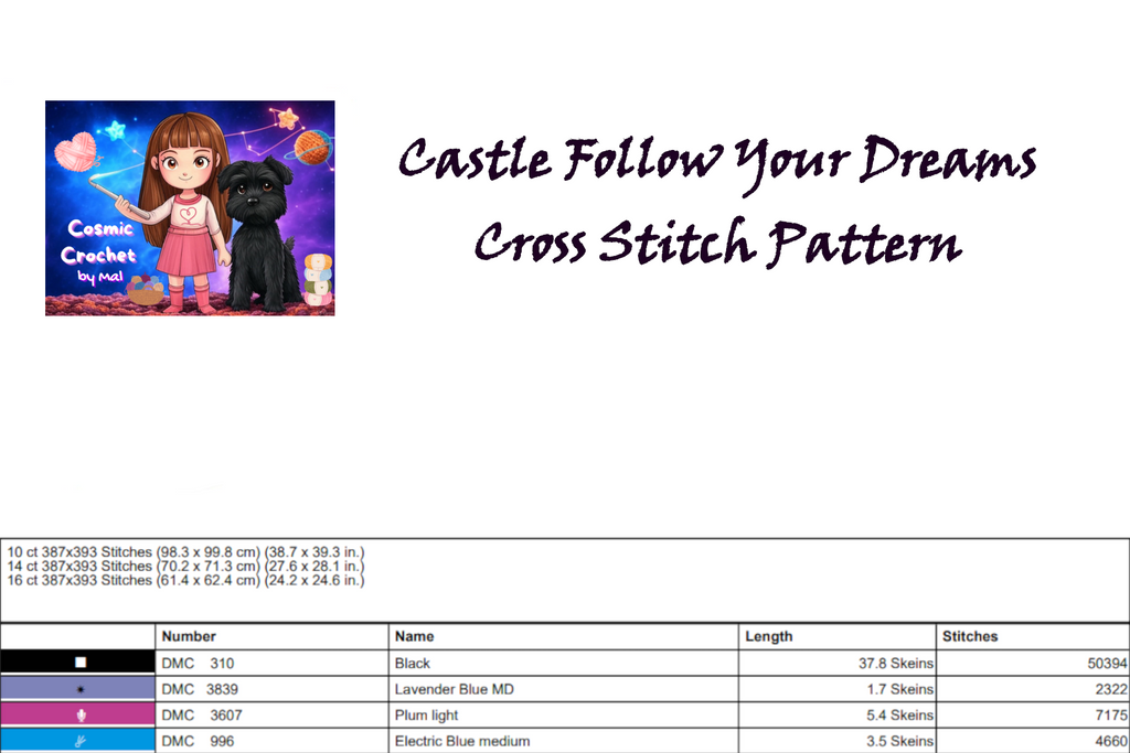 Follow Your Dreams - Castle - Motivational Cross Stitch Pattern - PDF Download - DIY Decor