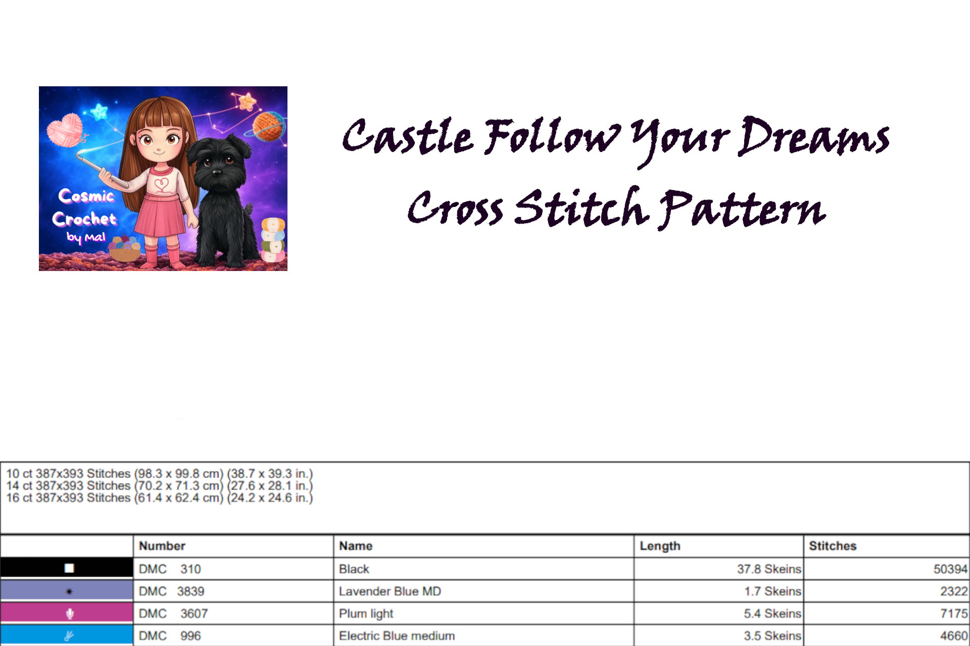 Follow Your Dreams - Castle - Motivational Cross Stitch Pattern - PDF Download - DIY Decor